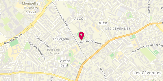 Plan de Salle de sport Petit Bard Dojo, 874 Rue Paul Rimbaud, 34080 Montpellier