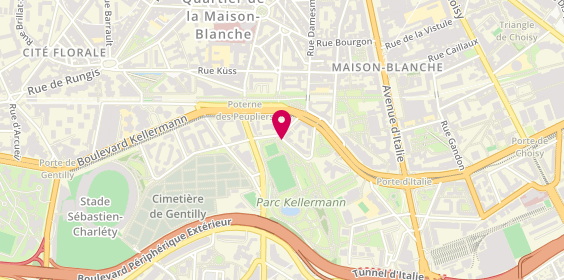 Plan de Centre Sportif Poterne des Peupliers, 1 Rue Max Jacob, 75013 Paris