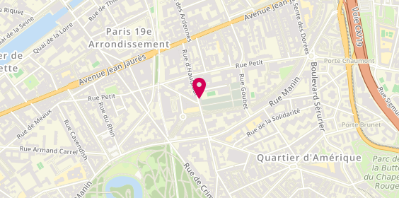 Plan de Centre Sportif Hautpoul, 48 Rue Hautpoul, 75019 Paris