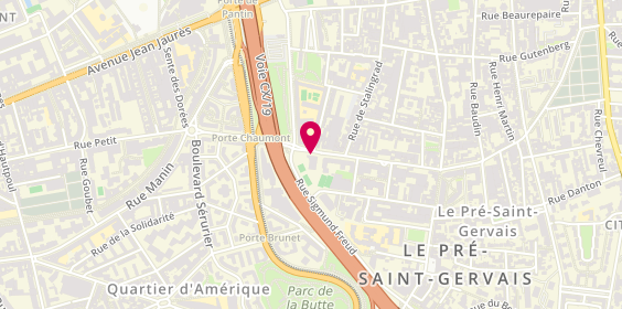 Plan de Centre Sportif Porte de Chaumont, 22 avenue de la Prte Chaumont, 75019 Paris