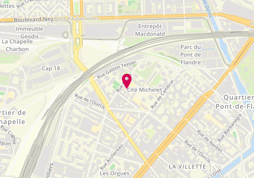 Plan de Salle de Sport Michelet-Curial-Vil, 84 Rue Curial, 75019 Paris