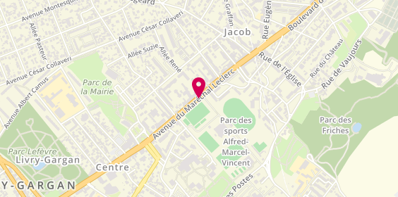 Plan de Parc des Sports Alfred-Marcel Vincent, 43 avenue du Maréchal Leclerc, 93190 Livry-Gargan