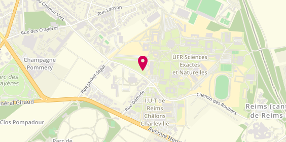 Plan de Reims Universite Club, Gymnase Universitaire Moulin de la Housse chemin des Rouliers, 51100 Reims