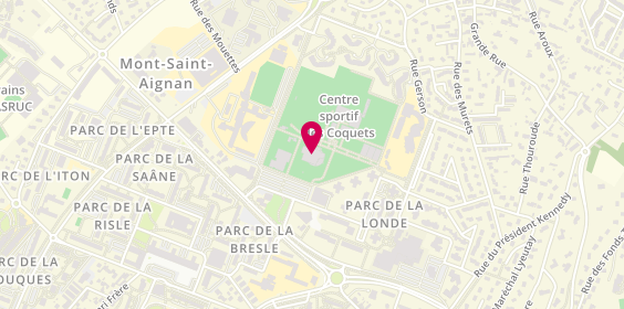 Plan de Eurocéane (horaires bassins voir site euroceane.fr), Centre Sportif des Coquets
1 Rue du Dr Fleury, 76130 Mont-Saint-Aignan